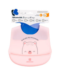 Bavoir en silicone Bear with Me rose - Kikkaboo