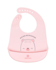 Bavoir en silicone Bear with Me rose - Kikkaboo