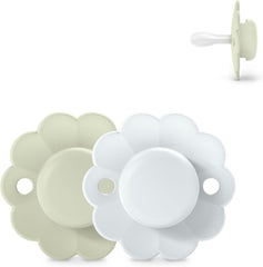 Suavinex - Lot de 2 Sucettes Ronde avec Tétine Symétrique SX Pro en Silicone, Réversible, Plate, Flexible, Wonder Aqua Blue 0-6 mois