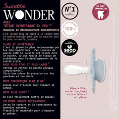 Suavinex - Lot de 2 Sucettes Ronde avec Tétine Symétrique SX Pro en Silicone, Réversible, Plate, Flexible, Wonder wgray Cork 0-6 mois