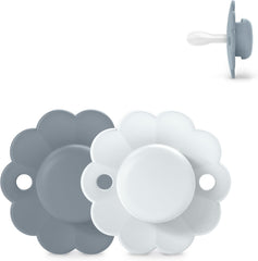 Suavinex - Lot de 2 Sucettes Ronde avec Tétine Symétrique SX Pro en Silicone, Réversible, Plate, Flexible, Wonder Lake Blue 0-6 mois
