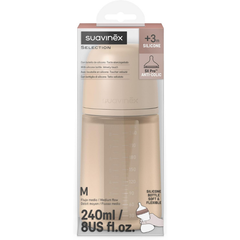 Suavinex Biberon silicone Beige Débit moyen 240 ml - 3m+