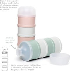 Suavinex - Boîte Doseuse de Lait en Poudre, 4 compartiments et bec verseur - Saumon