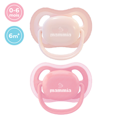 MAMMIA – Pack de 2 sucettes Natural Feeling 0-6 mois - Rose pale rose pudré