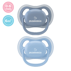 MAMMIA – Pack de 2 sucettes Natural Feeling 0-6 mois - Bleu ciel & Bleu grisé