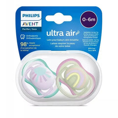 Avent - Pack de 2 sucettes air 0-6 mois Girl