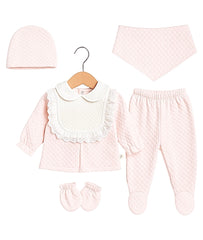 Pack naissance avec col froufrou girly velours 5 pcs