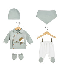 Pack naissance Gentlemen velours 5 pcs mint blanc
