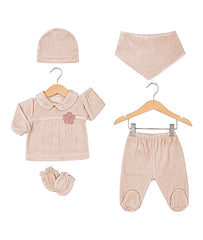 Pack naissance full pudra avec petite fleur côté velours 5 pcs