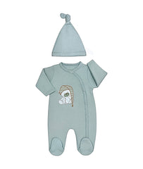 Grenouillère coton capitonné nounours sleep time 1 bonnet