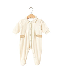 Grenouillère unie ouverture centrée baby boy velours