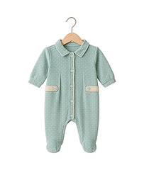 Grenouillère unie ouverture centrée baby boy velours