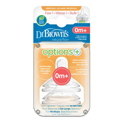 Dr. Brown’s Options+ Anti-colic | Tétine phase 1 biberon à col large pack de 2 (0m+)