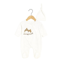 Grenouillère Winter time velours 1 bonnet