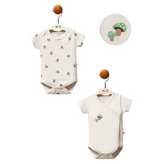 Pack de 2 bodies Champignons croisés coton demi manches