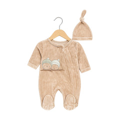 Grenouillère Winter time velours 1 bonnet