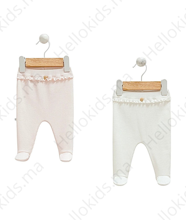 Pantalon duo froufrou Baby girl - Mint ekru