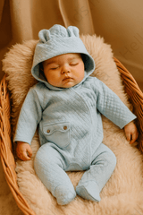 Grenouillère a capuche poche côtée velours
