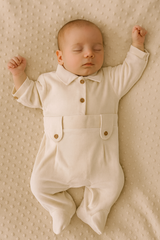 Grenouillère unie Baby Boy velours