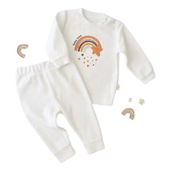 Pyjama rainbow unisexe velours Blanc