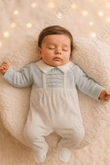 Grenouillère style baby boy velours
