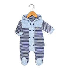 Grenouilère a capuche rayée velours