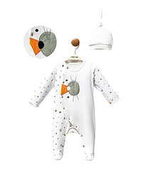 Grenouillère moustachu 1 bonnet boy coton