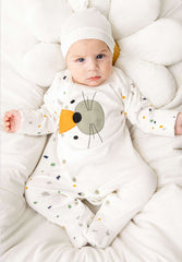 Grenouillère moustachu 1 bonnet boy coton