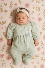 Grenouillère nœud froufrouté col et milieu velours 1 pcs