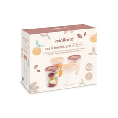 Set 4 pots de conservation Valencia by Miniland - 250 Ml